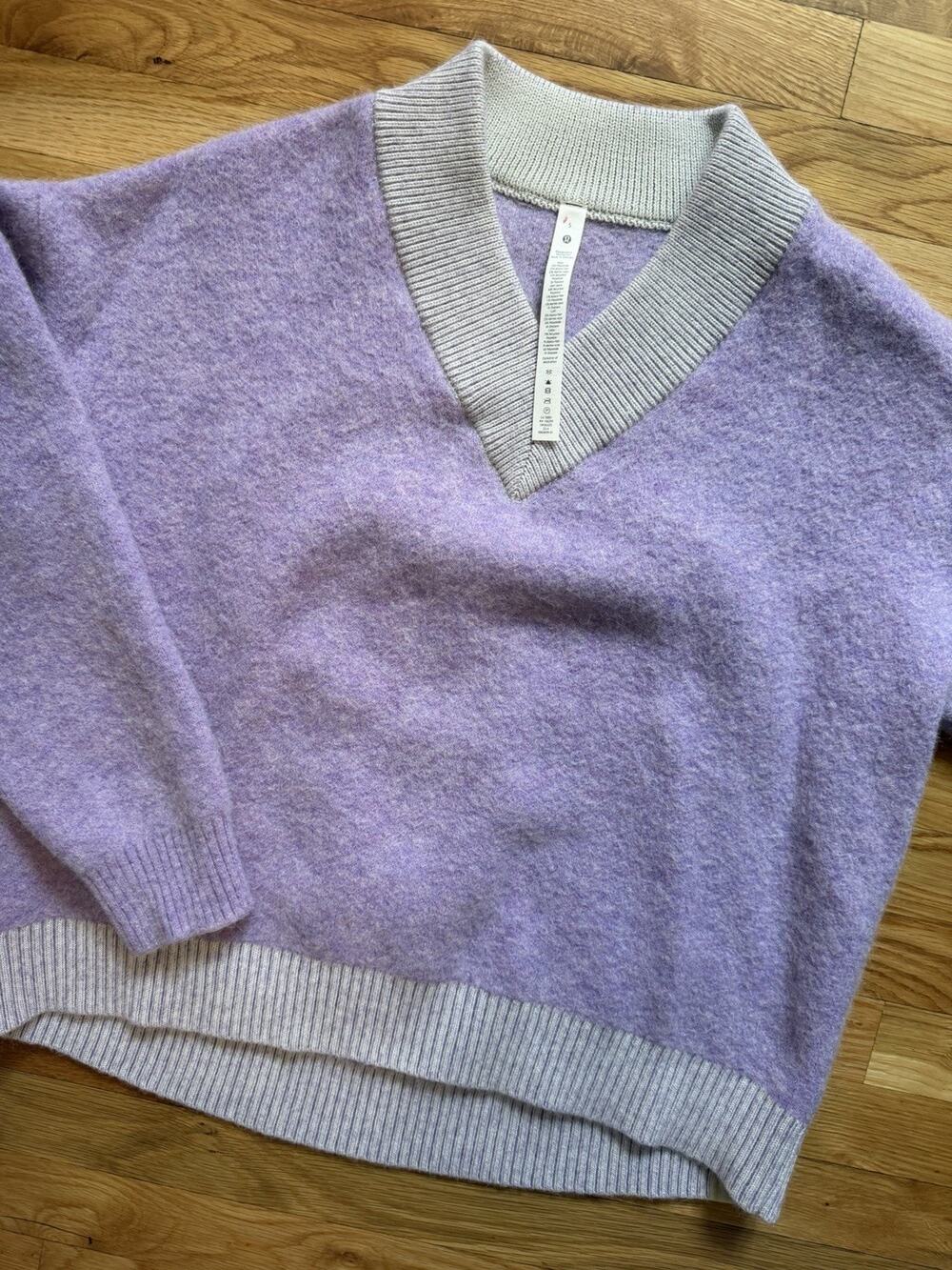 Lululemon Alpaca Wool-Blend V-Neck Purple Sweater, S
